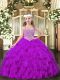 Eye-catching Tulle Sleeveless Floor Length Little Girl Pageant Dress and Beading and Ruffles