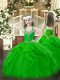 Low Price Green Sleeveless Beading and Ruffles Floor Length Little Girls Pageant Gowns