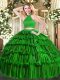 Organza Sleeveless Floor Length Sweet 16 Dress and Beading and Ruffled Layers