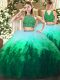 Multi-color Sleeveless Beading and Ruffles Floor Length Quinceanera Gowns