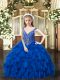 Royal Blue Sleeveless Beading and Ruffles Floor Length Little Girl Pageant Dress