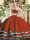 Sexy High-neck Sleeveless Quinceanera Dresses Floor Length Beading Wine Red Tulle