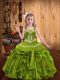 Straps Sleeveless Organza Pageant Dress Wholesale Embroidery and Ruffles Lace Up