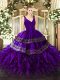 Cheap Purple Sleeveless Organza Zipper Quinceanera Dress for Sweet 16 and Quinceanera
