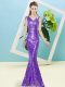 Dramatic Lavender Prom Party Dress Prom and Party with Sequins Asymmetric Sleeveless Zipper