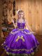 Lavender Lace Up Little Girls Pageant Dress Beading and Embroidery Sleeveless Floor Length