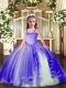 Superior Lavender Ball Gowns Appliques Girls Pageant Dresses Lace Up Tulle Sleeveless Floor Length
