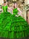 Edgy Green Scoop Neckline Ruffled Layers 15th Birthday Dress Sleeveless Clasp Handle