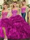 Sweetheart Sleeveless Organza Quinceanera Gown Beading and Ruffles Lace Up  Sweetheart Sleeveless Organza Quinceanera Gown Beading and Ruffles Lace Up