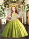 New Arrival Olive Green Zipper Scoop Beading and Appliques Little Girl Pageant Dress Tulle Sleeveless