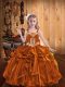 Sleeveless Lace Up Floor Length Embroidery and Ruffles Pageant Gowns For Girls