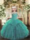 Sleeveless Lace Up Floor Length Beading and Ruffles Girls Pageant Dresses