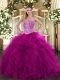 Attractive Organza Sleeveless Floor Length Quinceanera Gown and Beading and Ruffles