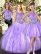 Top Selling Lilac Zipper Scoop Beading and Ruffles Sweet 16 Dress Tulle Sleeveless