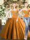 Custom Design Orange Red Tulle Lace Up Quinceanera Dresses Sleeveless Mini Length Beading