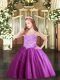Elegant Fuchsia Spaghetti Straps Lace Up Appliques Kids Pageant Dress Sleeveless