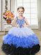 Great Multi-color Sleeveless Floor Length Beading and Ruffles Lace Up Custom Made Pageant Dress