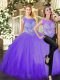 Decent Scoop Sleeveless Tulle Ball Gown Prom Dress Beading Zipper