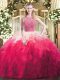 Sexy Beading and Ruffles 15 Quinceanera Dress Multi-color Zipper Sleeveless Floor Length