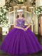 Purple Straps Neckline Beading Girls Pageant Dresses Sleeveless Lace Up