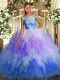 Ball Gowns Quinceanera Dresses Multi-color Scoop Organza Sleeveless Floor Length Backless