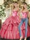 Watermelon Red Sleeveless Beading and Ruffled Layers Floor Length Sweet 16 Dresses