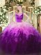 Ball Gowns Ball Gown Prom Dress Multi-color Scoop Tulle Sleeveless Floor Length Zipper
