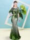 Stunning Half Sleeves Floor Length Sequins and Belt Zipper with Multi-color