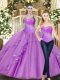 Luxurious Lilac Sweetheart Lace Up Beading Quinceanera Gown Sleeveless