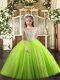 Yellow Green Lace Up Off The Shoulder Beading Girls Pageant Dresses Tulle Sleeveless