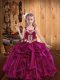 Perfect Straps Sleeveless Organza Child Pageant Dress Embroidery and Ruffles Lace Up