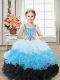 Multi-color Organza Lace Up Girls Pageant Dresses Sleeveless Floor Length Beading and Ruffles