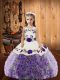Inexpensive Multi-color Ball Gowns Fabric With Rolling Flowers Straps Sleeveless Embroidery and Ruffles Floor Length Lace Up Girls Pageant Dresses