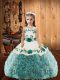 Glorious Fabric With Rolling Flowers Sleeveless Floor Length Little Girls Pageant Dress Wholesale and Embroidery and Ruffles