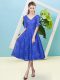 Most Popular Half Sleeves Lace Up Tea Length Bowknot Damas Dress