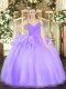 Fashionable Spaghetti Straps Sleeveless Vestidos de Quinceanera Floor Length Ruffles Lavender Organza