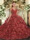 Lovely Ball Gowns Sleeveless Rust Red Quinceanera Gown Sweep Train Backless