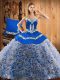 Sleeveless Sweep Train Embroidery Lace Up 15th Birthday Dress