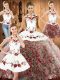 Perfect Fabric With Rolling Flowers Sleeveless Quinceanera Gown Sweep Train and Embroidery