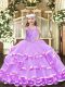 Lilac Sleeveless Organza Lace Up Kids Formal Wear for Party and Quinceanera