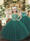 Popular Dark Green Ball Gowns Beading Pageant Dress for Girls Lace Up Tulle Sleeveless Floor Length Popular Dark Green Ball Gowns Beading Pageant Dress for Girls Lace Up Tulle Sleeveless Floor Length