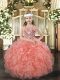 Floor Length Ball Gowns Sleeveless Orange Red Kids Formal Wear Lace Up