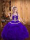 Eggplant Purple Straps Lace Up Embroidery and Ruffles Pageant Gowns Sleeveless