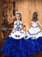 Floor Length Royal Blue Little Girl Pageant Dress Straps Sleeveless Lace Up