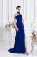 Royal Blue Sleeveless Elastic Woven Satin Sweep Train Lace Up Prom Evening Gown for Prom and Party