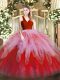 V-neck Sleeveless Quinceanera Dress Floor Length Ruffles Multi-color Organza