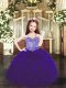 Sleeveless Floor Length Beading and Ruffles Lace Up Little Girls Pageant Dress Wholesale with Purple