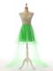 Elegant A-line Green Scoop Tulle Sleeveless High Low Backless