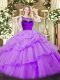 Lavender Scoop Zipper Beading and Pick Ups Sweet 16 Dresses Sleeveless