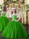 Hot Sale Green Tulle Lace Up Kids Formal Wear Sleeveless Floor Length Beading